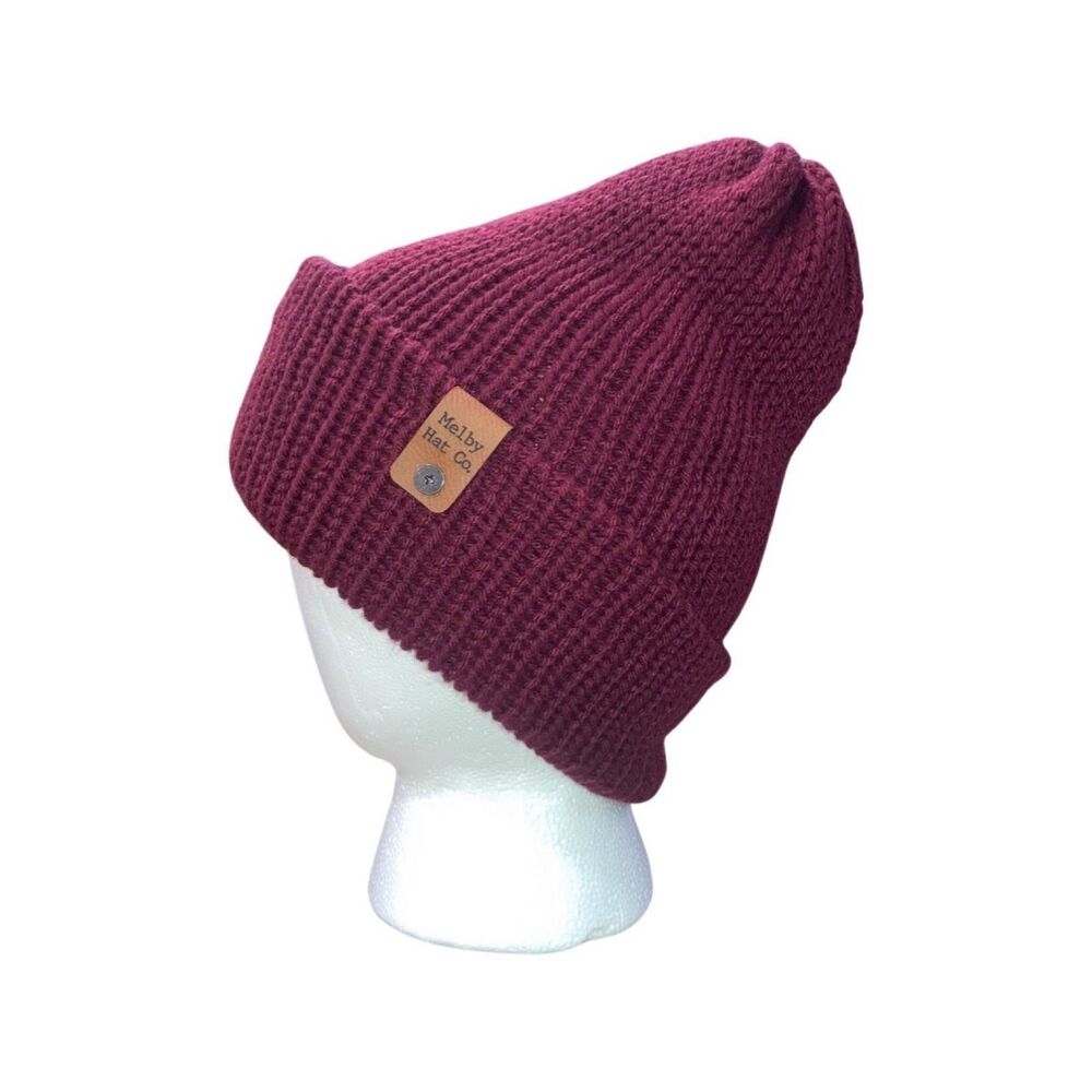 Burgundy knit beanie